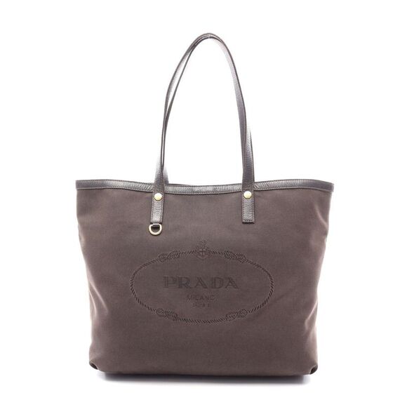 Prada Canvas Leather Tote Bag - Picture 1 of 10